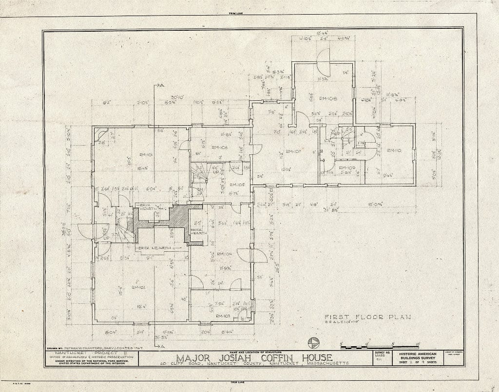 Blueprint HABS Mass,10-NANT,33- (Sheet 2 of 9) - Major Josiah Coffin House, 60 Cliff Road, Nantucket, Nantucket County, MA