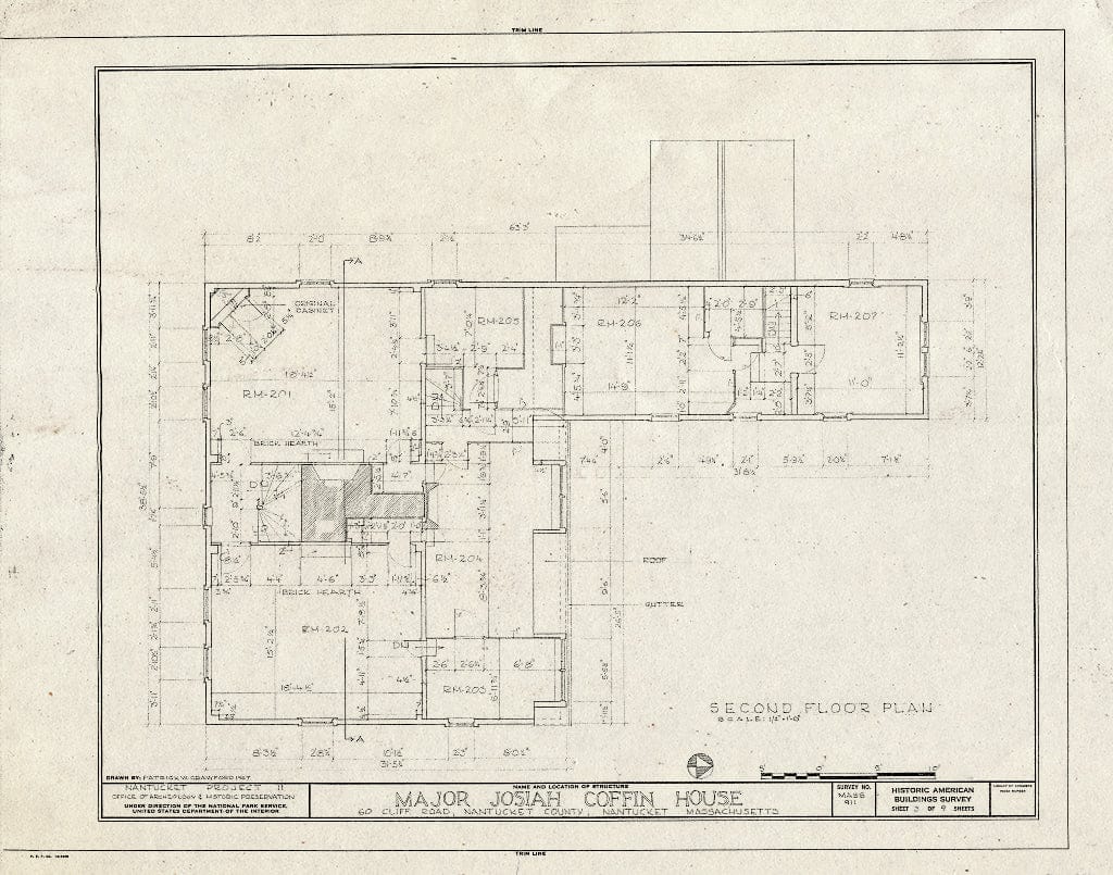 Blueprint HABS Mass,10-NANT,33- (Sheet 3 of 9) - Major Josiah Coffin House, 60 Cliff Road, Nantucket, Nantucket County, MA