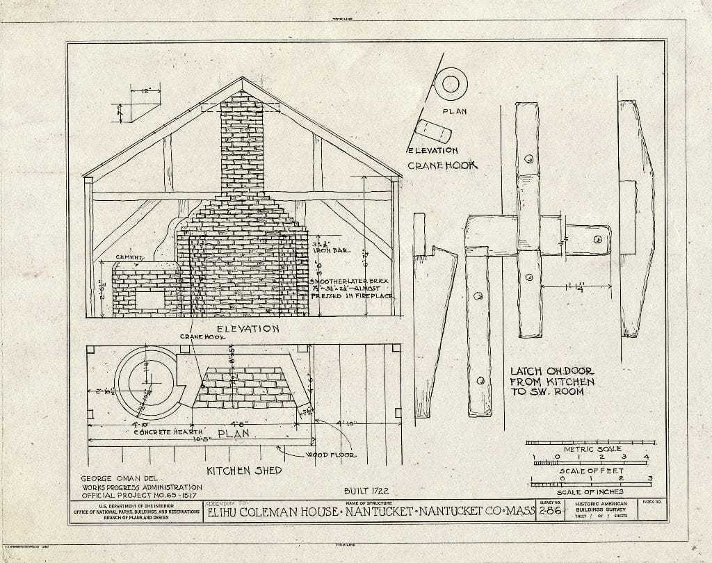 Blueprint HABS Mass,10-NANT,4- (Sheet 1 of 1) - Elihu Coleman House, Hawthorne Lane, Nantucket, Nantucket County, MA