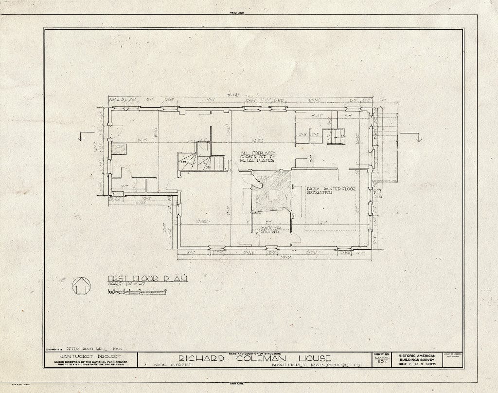 Blueprint HABS Mass,10-NANT,76G- (Sheet 2 of 9) - Richard Coleman House, 21 Union Street, Nantucket, Nantucket County, MA