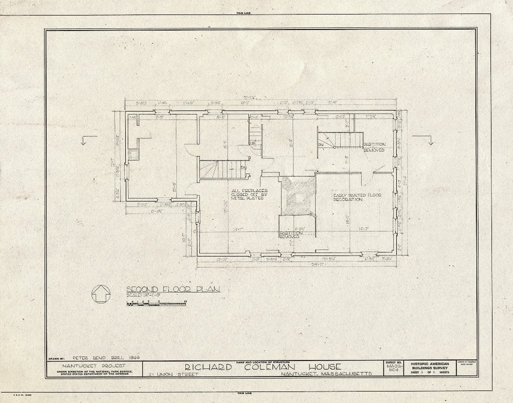 Blueprint HABS Mass,10-NANT,76G- (Sheet 3 of 9) - Richard Coleman House, 21 Union Street, Nantucket, Nantucket County, MA