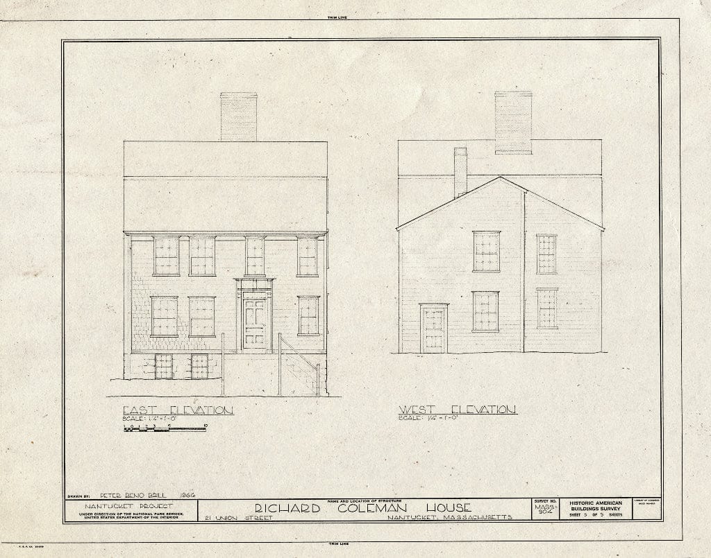 Blueprint HABS Mass,10-NANT,76G- (Sheet 5 of 9) - Richard Coleman House, 21 Union Street, Nantucket, Nantucket County, MA