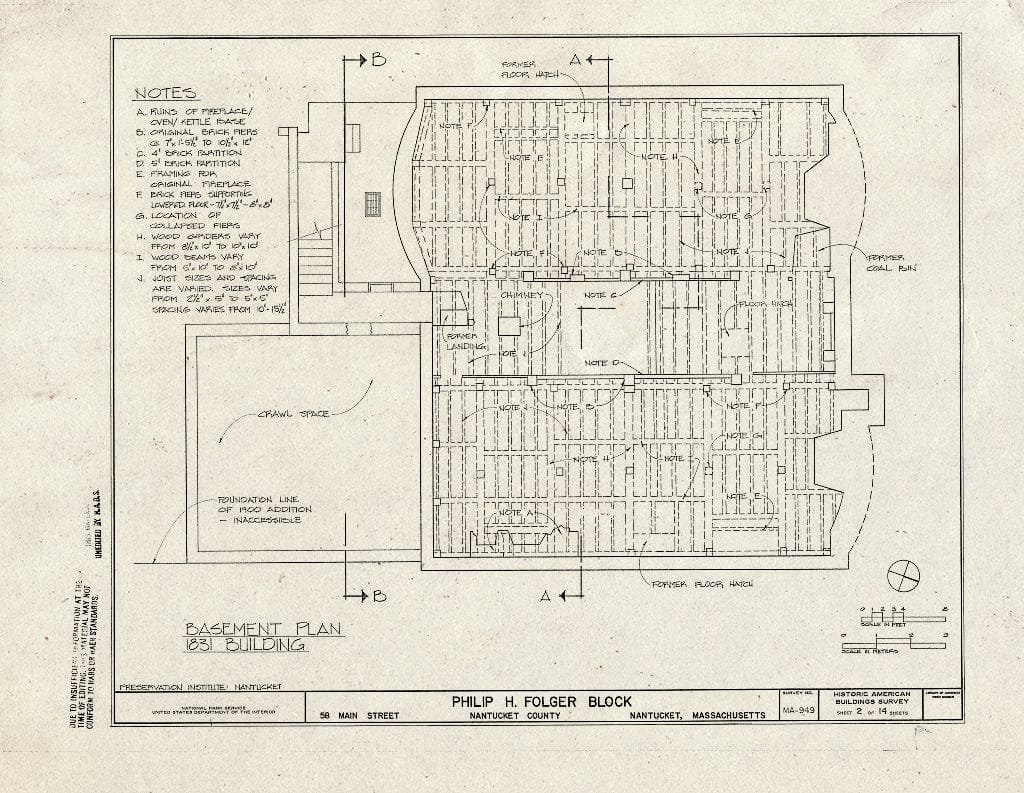 Blueprint HABS Mass,10-NANT,61- (Sheet 2 of 14) - Philip H. Folger Block, 56 & 58 Main Street, Nantucket, Nantucket County, MA