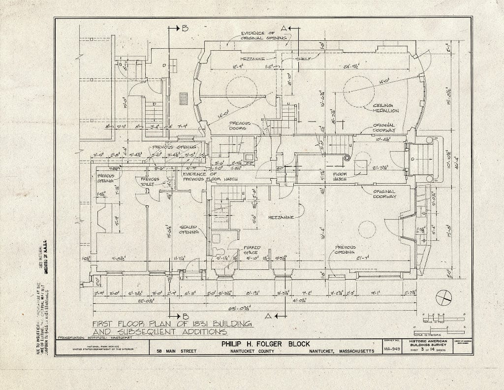 Blueprint HABS Mass,10-NANT,61- (Sheet 3 of 14) - Philip H. Folger Block, 56 & 58 Main Street, Nantucket, Nantucket County, MA