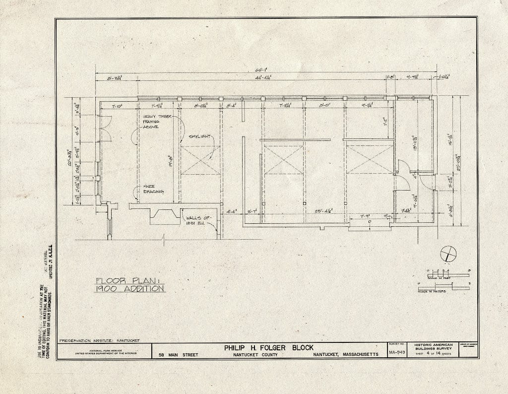 Blueprint HABS Mass,10-NANT,61- (Sheet 4 of 14) - Philip H. Folger Block, 56 & 58 Main Street, Nantucket, Nantucket County, MA