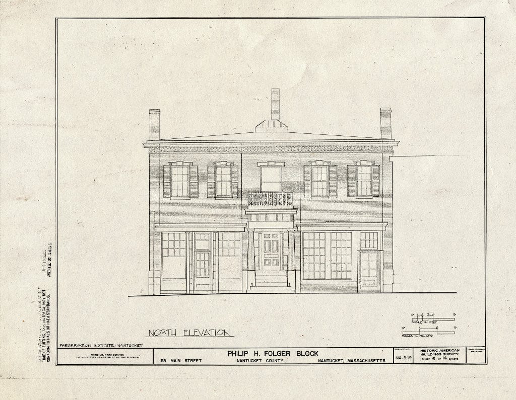 Blueprint HABS Mass,10-NANT,61- (Sheet 6 of 14) - Philip H. Folger Block, 56 & 58 Main Street, Nantucket, Nantucket County, MA
