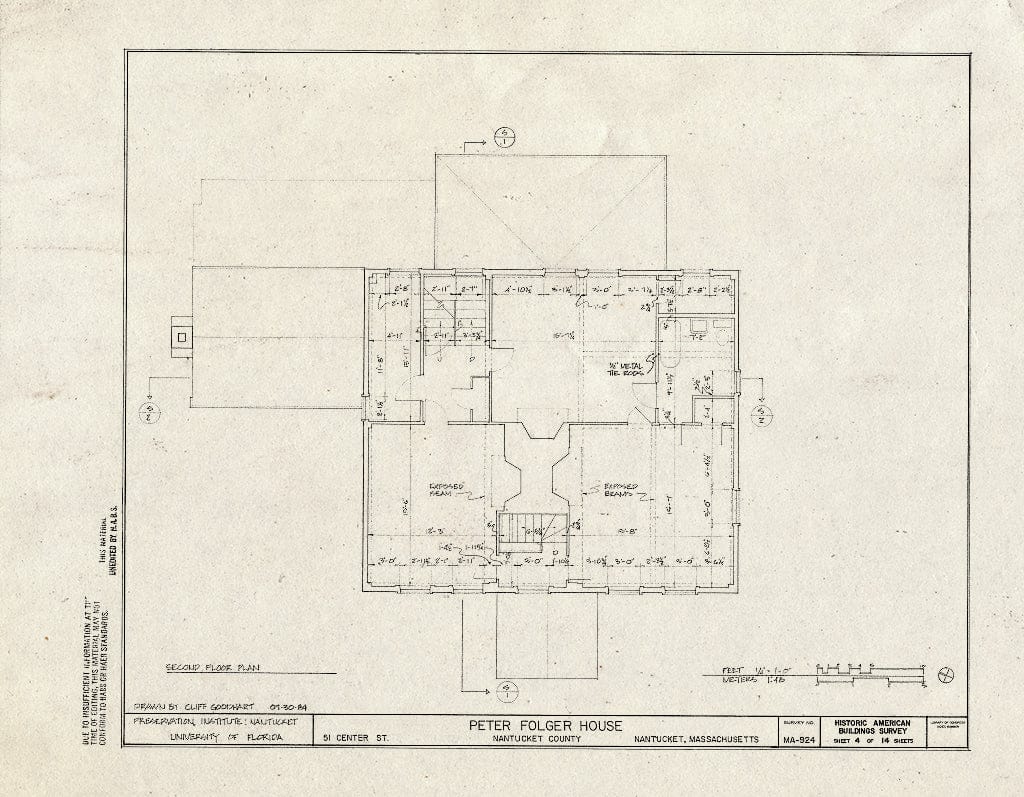 Blueprint HABS Mass,10-NANT,44- (Sheet 4 of 14) - Peter Folger House, 51 Centre Street, Nantucket, Nantucket County, MA