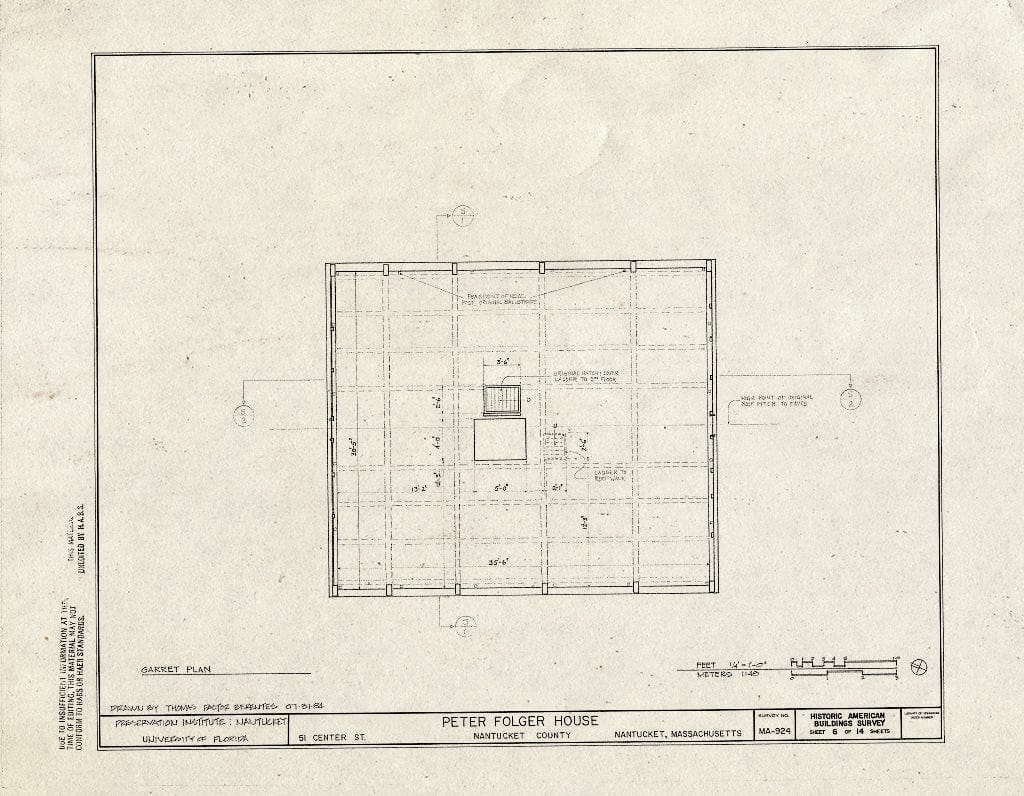 Blueprint HABS Mass,10-NANT,44- (Sheet 6 of 14) - Peter Folger House, 51 Centre Street, Nantucket, Nantucket County, MA
