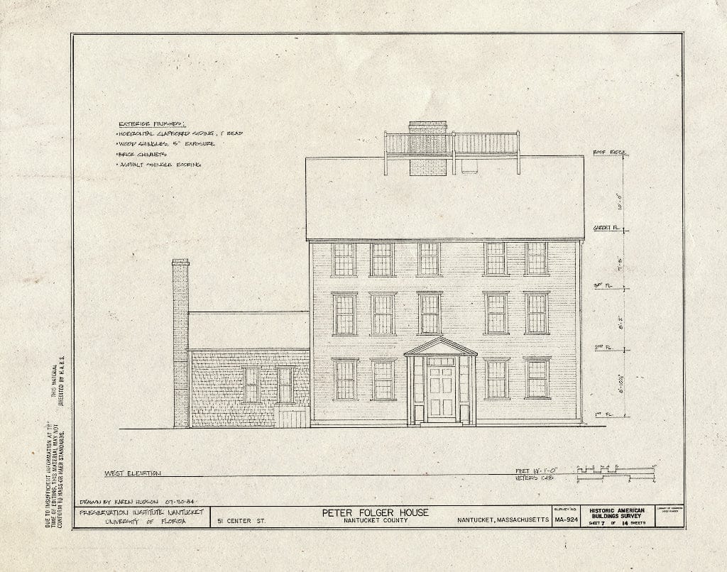 Blueprint HABS Mass,10-NANT,44- (Sheet 7 of 14) - Peter Folger House, 51 Centre Street, Nantucket, Nantucket County, MA