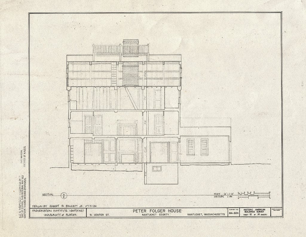 Blueprint HABS Mass,10-NANT,44- (Sheet 12 of 14) - Peter Folger House, 51 Centre Street, Nantucket, Nantucket County, MA