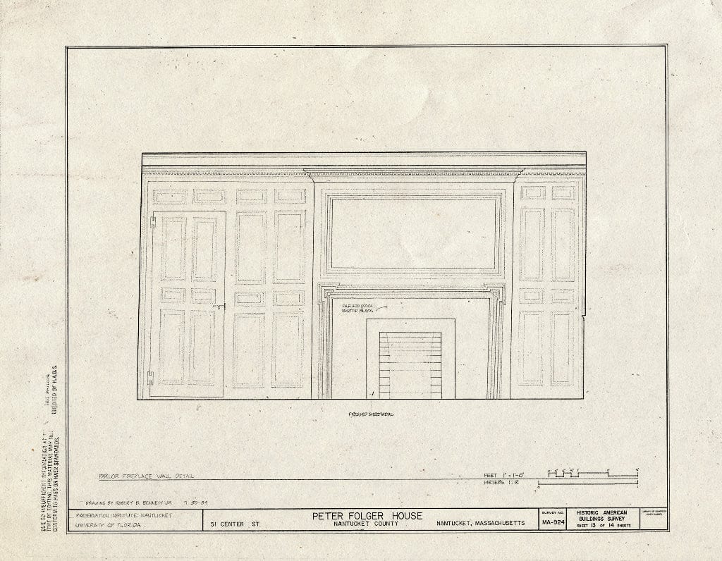Blueprint HABS Mass,10-NANT,44- (Sheet 13 of 14) - Peter Folger House, 51 Centre Street, Nantucket, Nantucket County, MA