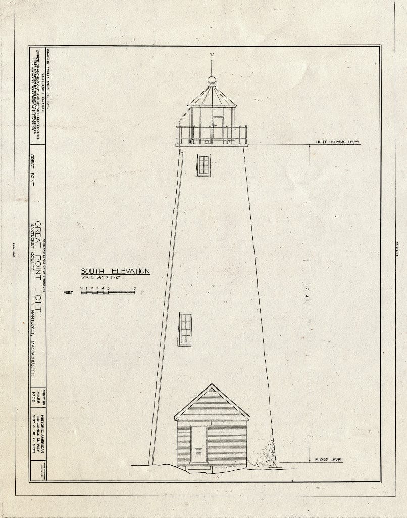 Blueprint HABS Mass,10-NANT,73- (Sheet 4 of 6) - Great Point Lighthouse, Great Point, Nantucket, Nantucket County, MA