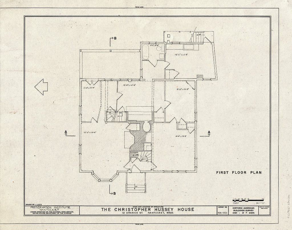 Blueprint HABS Mass,10-NANT,81- (Sheet 1 of 8) - Christopher Hussey House, 12 Orange Street, Nantucket, Nantucket County, MA