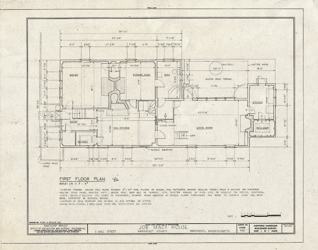 Blueprint HABS Mass,10-NANT,51- (Sheet 2 of 8) - Job Macy House, 11 Mill Street, Nantucket, Nantucket County, MA