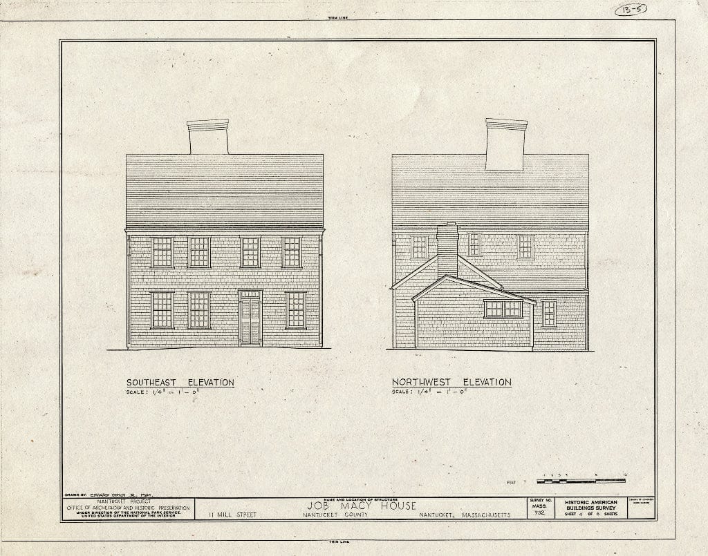 Blueprint HABS Mass,10-NANT,51- (Sheet 4 of 8) - Job Macy House, 11 Mill Street, Nantucket, Nantucket County, MA