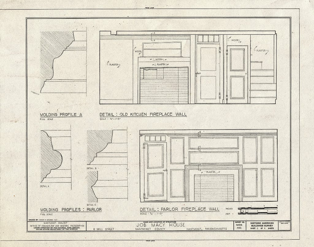 Blueprint HABS Mass,10-NANT,51- (Sheet 8 of 8) - Job Macy House, 11 Mill Street, Nantucket, Nantucket County, MA