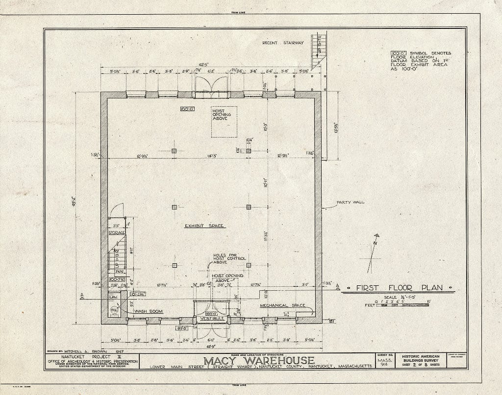 Blueprint HABS Mass,10-NANT,35- (Sheet 2 of 8) - Thomas Macy Warehouse, Straight Wharf, Nantucket, Nantucket County, MA