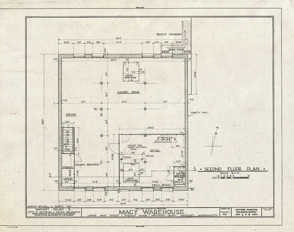 Blueprint HABS Mass,10-NANT,35- (Sheet 3 of 8) - Thomas Macy Warehouse, Straight Wharf, Nantucket, Nantucket County, MA