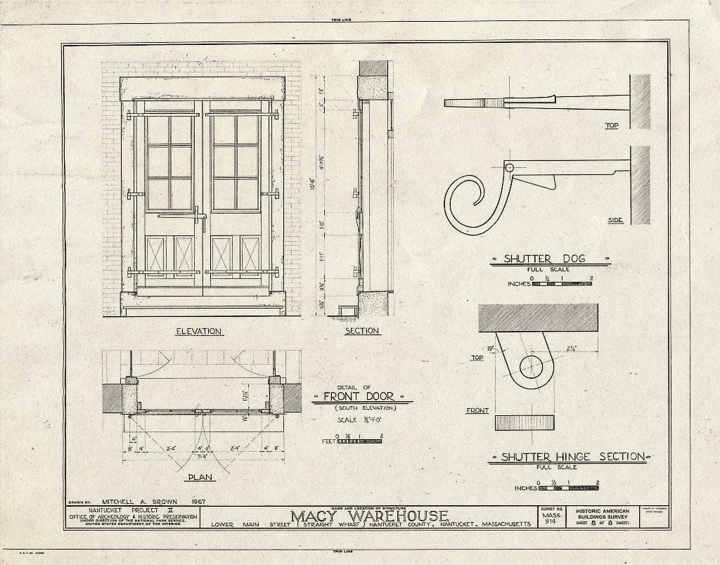 Blueprint HABS Mass,10-NANT,35- (Sheet 8 of 8) - Thomas Macy Warehouse, Straight Wharf, Nantucket, Nantucket County, MA