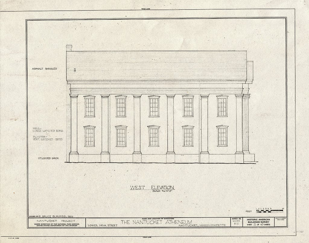 Blueprint HABS Mass,10-NANT,14- (Sheet 5 of 10) - Nantucket Atheneum, Lower India & Federal Streets, Nantucket, Nantucket County, MA