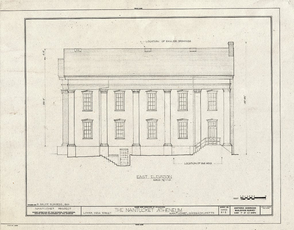 Blueprint HABS Mass,10-NANT,14- (Sheet 7 of 10) - Nantucket Atheneum, Lower India & Federal Streets, Nantucket, Nantucket County, MA