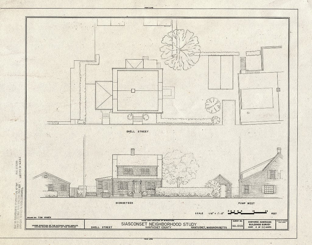 Blueprint HABS Mass,10-NANT,104- (Sheet 4 of 30) - Siasconset Neighborhood Study, Broadway, Shell, New, Center & Front Streets & Pump Square, Nantucket, Nantucket County, MA
