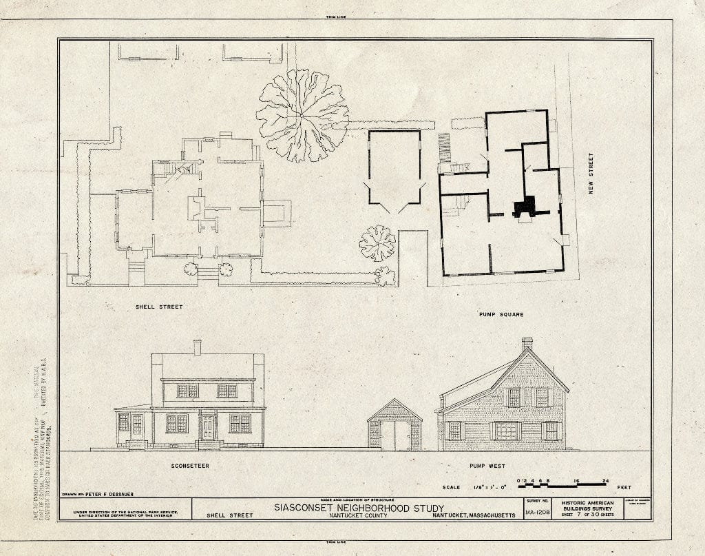 Blueprint HABS Mass,10-NANT,104- (Sheet 7 of 30) - Siasconset Neighborhood Study, Broadway, Shell, New, Center & Front Streets & Pump Square, Nantucket, Nantucket County, MA