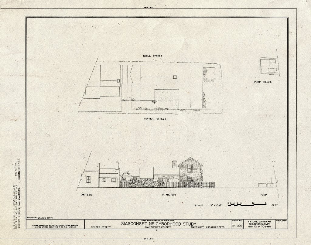 Blueprint HABS MASS,10-NANT,104- (sheet 12 of 30) - Siasconset Neighborhood Study, Broadway, Shell, New, Center & Front Streets & Pump Square, Nantucket, Nantucket County, MA