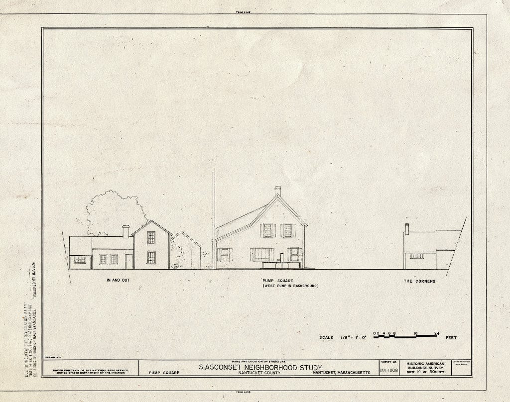 Blueprint HABS MASS,10-NANT,104- (sheet 14 of 30) - Siasconset Neighborhood Study, Broadway, Shell, New, Center & Front Streets & Pump Square, Nantucket, Nantucket County, MA