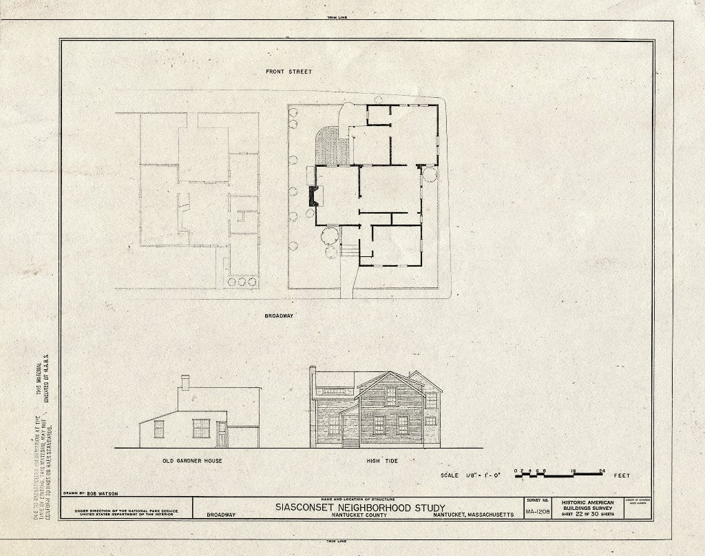 Blueprint HABS MASS,10-NANT,104- (sheet 22 of 30) - Siasconset Neighborhood Study, Broadway, Shell, New, Center & Front Streets & Pump Square, Nantucket, Nantucket County, MA