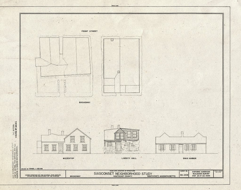Blueprint HABS MASS,10-NANT,104- (sheet 25 of 30) - Siasconset Neighborhood Study, Broadway, Shell, New, Center & Front Streets & Pump Square, Nantucket, Nantucket County, MA