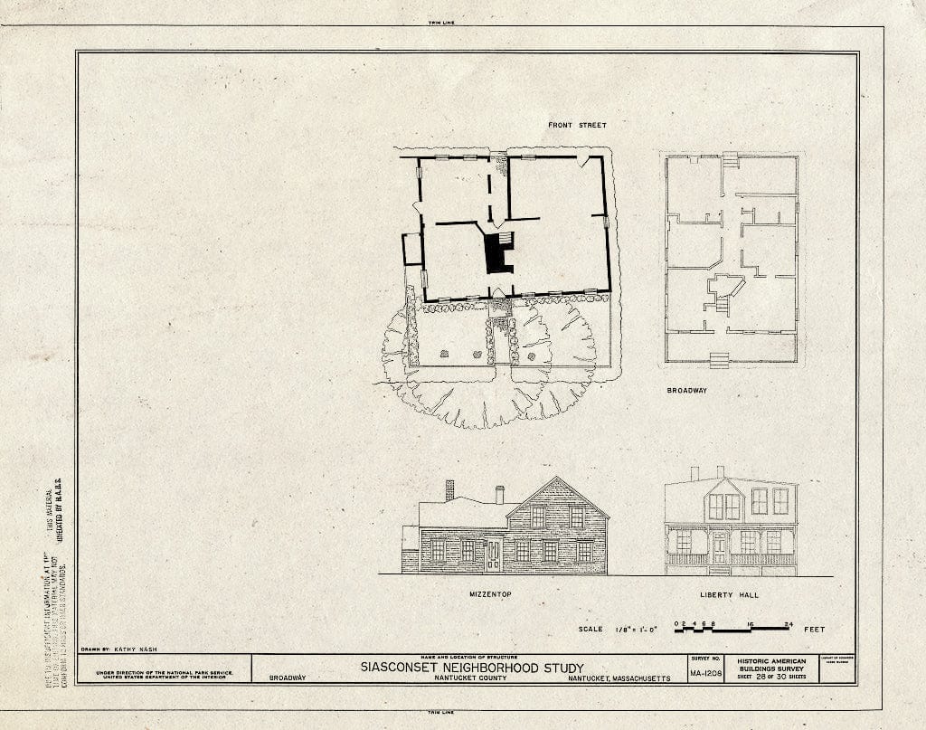 Blueprint HABS MASS,10-NANT,104- (sheet 28 of 30) - Siasconset Neighborhood Study, Broadway, Shell, New, Center & Front Streets & Pump Square, Nantucket, Nantucket County, MA