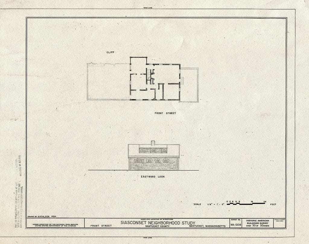 Blueprint HABS MASS,10-NANT,104- (sheet 30 of 30) - Siasconset Neighborhood Study, Broadway, Shell, New, Center & Front Streets & Pump Square, Nantucket, Nantucket County, MA