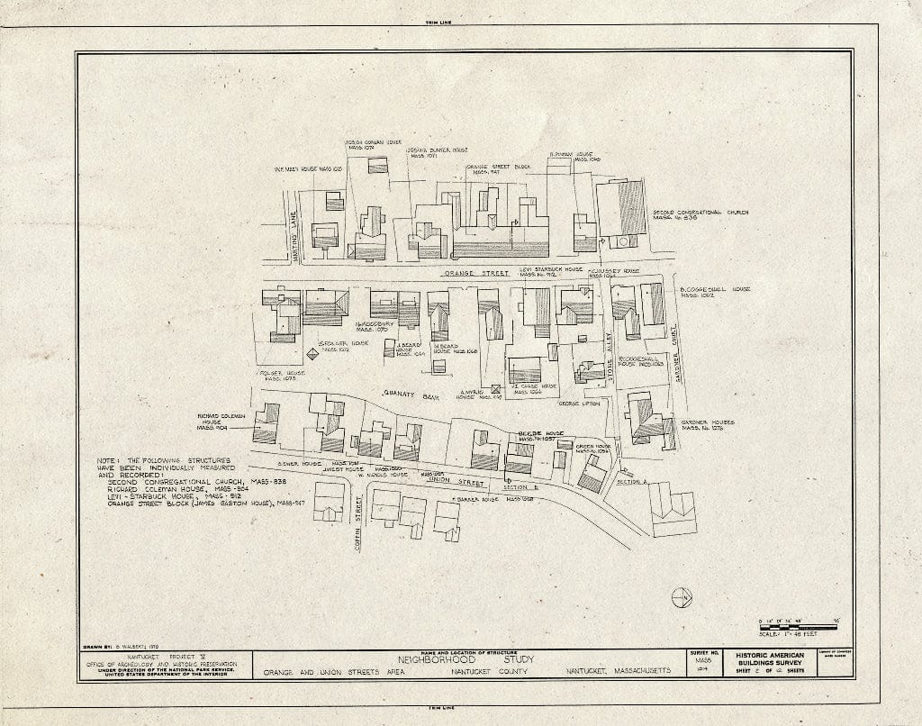 Blueprint HABS MASS,10-NANT,76- (sheet 2 of 12) - Orange & Union Streets Neighborhood Study, 8-31 Orange Street, 9-21 Union Street & Stone Alley, Nantucket, Nantucket County, MA