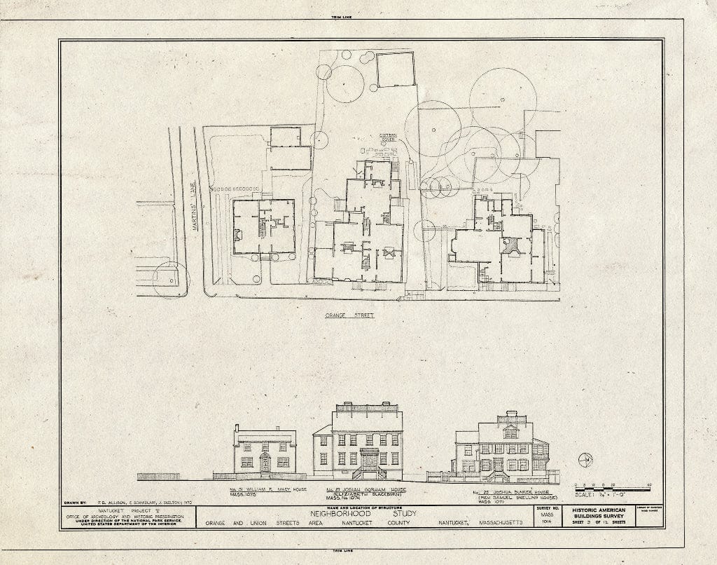 Blueprint HABS MASS,10-NANT,76- (sheet 3 of 12) - Orange & Union Streets Neighborhood Study, 8-31 Orange Street, 9-21 Union Street & Stone Alley, Nantucket, Nantucket County, MA