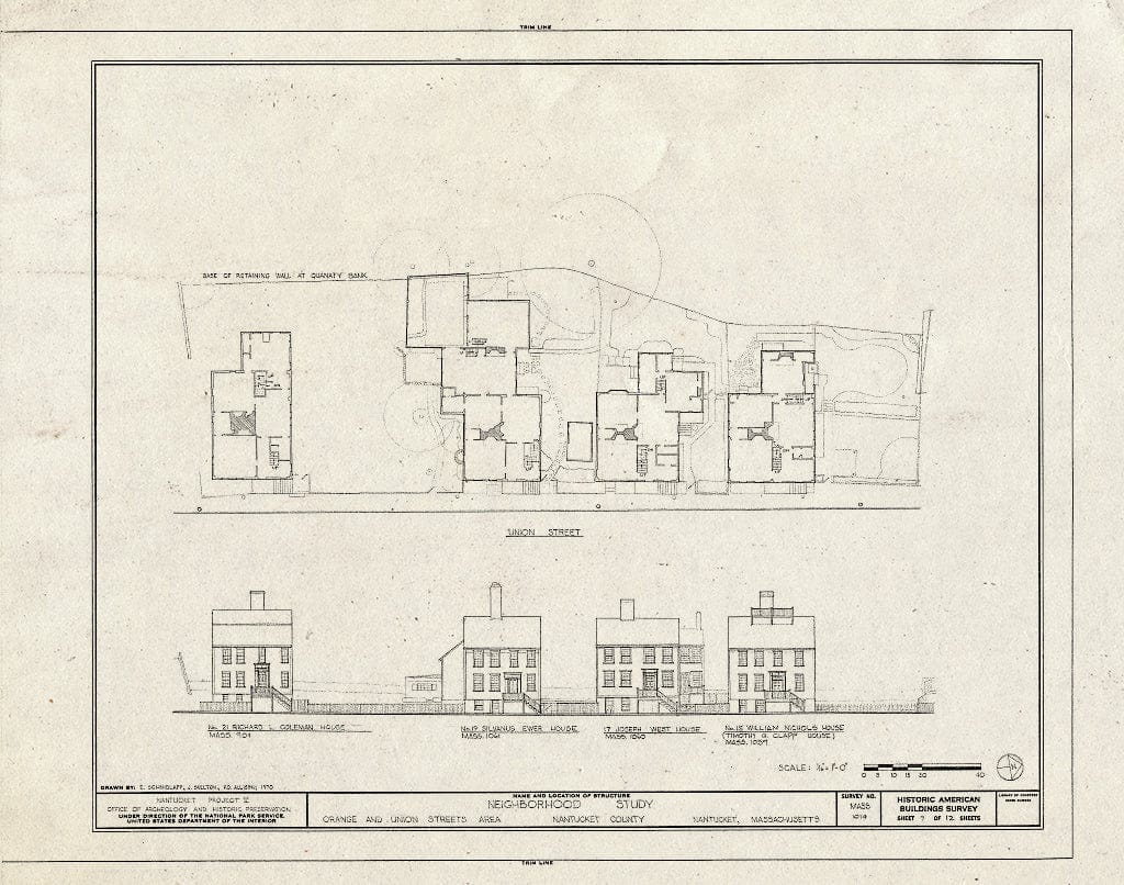 Blueprint HABS MASS,10-NANT,76- (sheet 7 of 12) - Orange & Union Streets Neighborhood Study, 8-31 Orange Street, 9-21 Union Street & Stone Alley, Nantucket, Nantucket County, MA