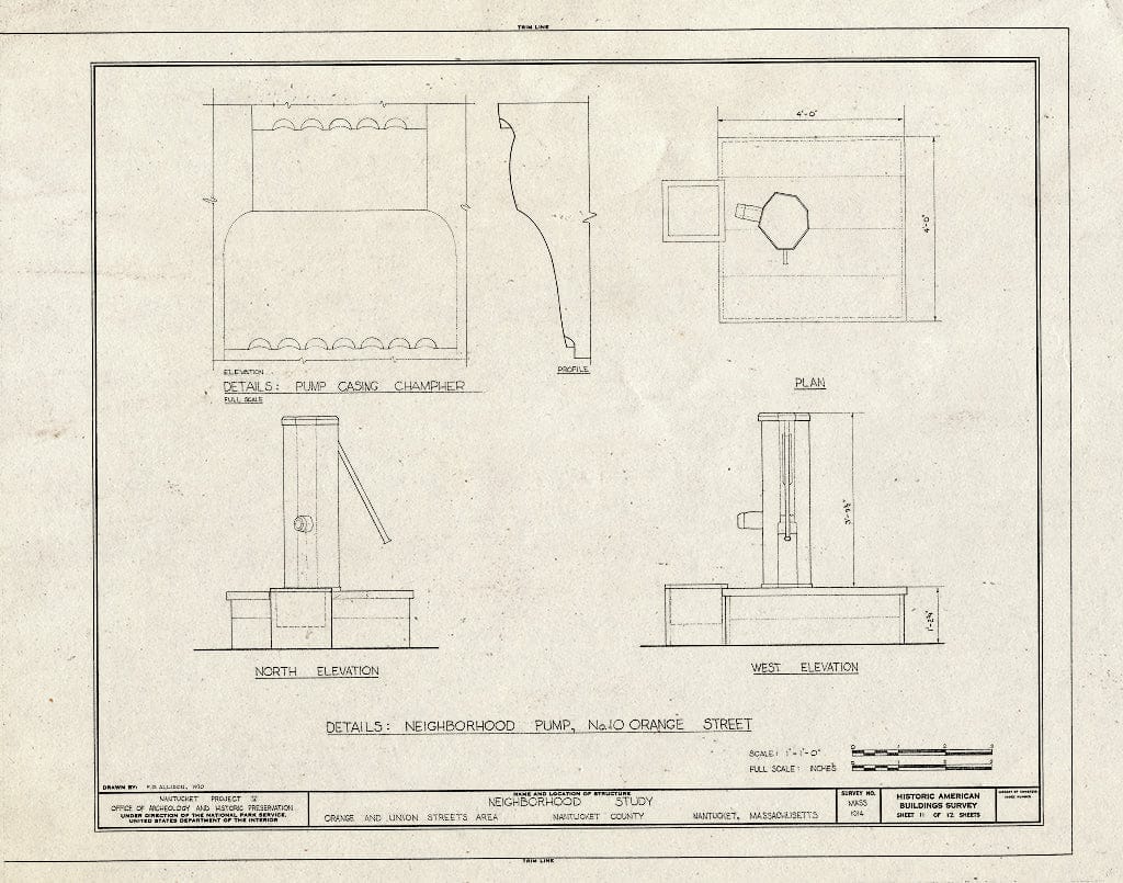 Blueprint HABS MASS,10-NANT,76- (sheet 11 of 12) - Orange & Union Streets Neighborhood Study, 8-31 Orange Street, 9-21 Union Street & Stone Alley, Nantucket, Nantucket County, MA