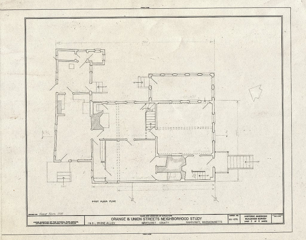 Blueprint HABS Mass,10-NANT,76Y- (Sheet 2 of 8) - Solomon & Paul Gardner Houses, 1 & 3 Stone Alley, Nantucket, Nantucket County, MA