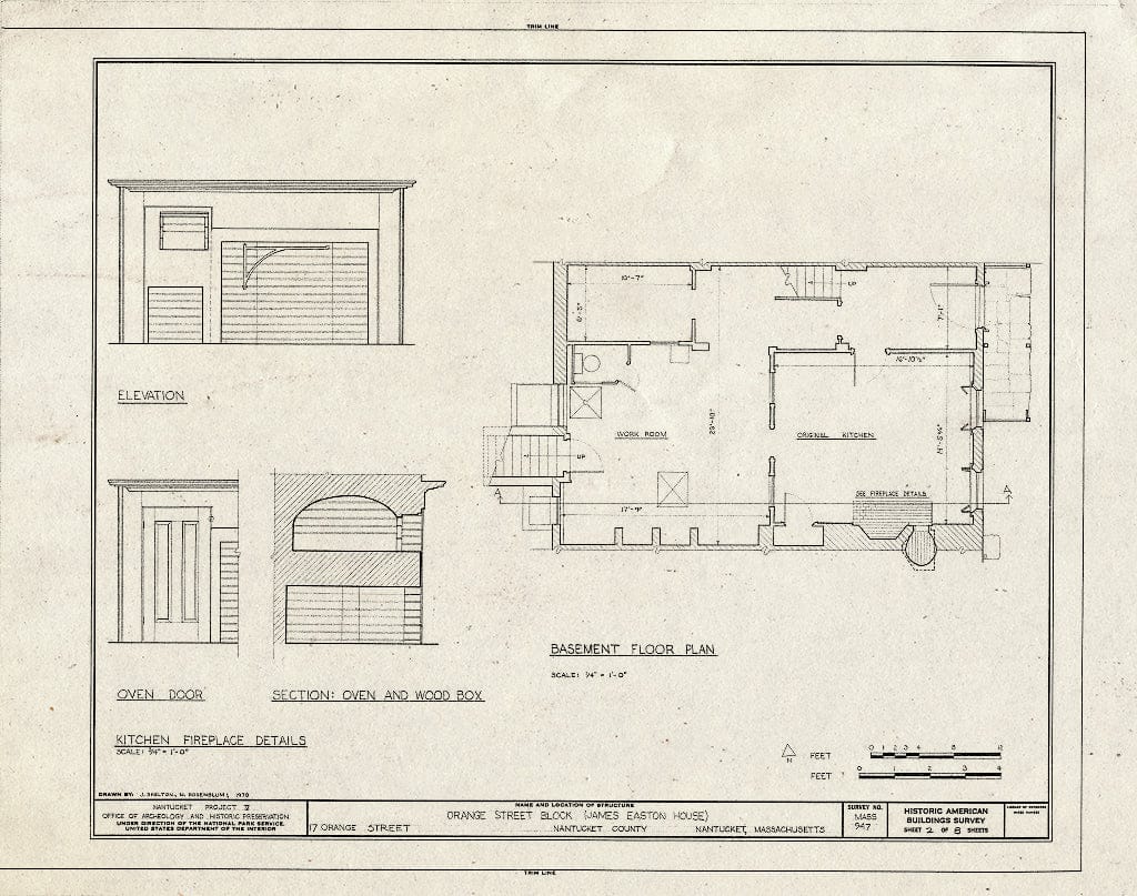 Blueprint HABS Mass,10-NANT,76U- (Sheet 2 of 8) - Pierce, Easton, Russell, Bunker, Gardner Houses, 15, 17, 19, 21 & 23 Orange Street, Nantucket, Nantucket County, MA