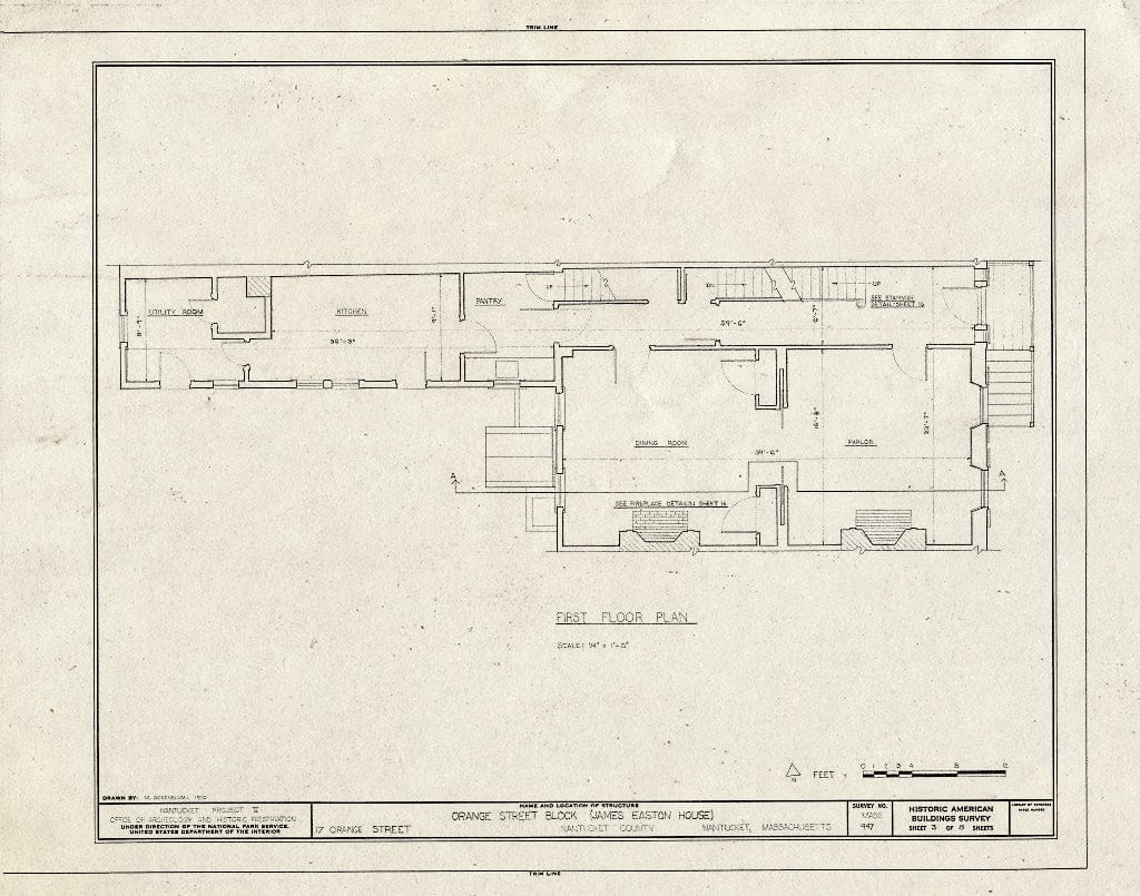 Blueprint HABS Mass,10-NANT,76U- (Sheet 3 of 8) - Pierce, Easton, Russell, Bunker, Gardner Houses, 15, 17, 19, 21 & 23 Orange Street, Nantucket, Nantucket County, MA