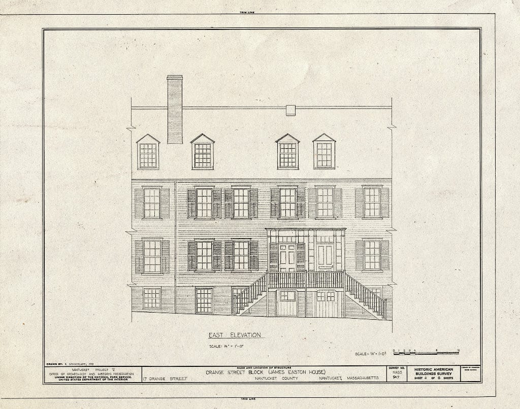 Blueprint HABS Mass,10-NANT,76U- (Sheet 6 of 8) - Pierce, Easton, Russell, Bunker, Gardner Houses, 15, 17, 19, 21 & 23 Orange Street, Nantucket, Nantucket County, MA