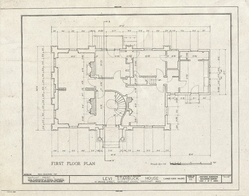 Blueprint HABS Mass,10-NANT,76K- (Sheet 3 of 10) - Levi Starbuck House, 14 Orange Street, Nantucket, Nantucket County, MA
