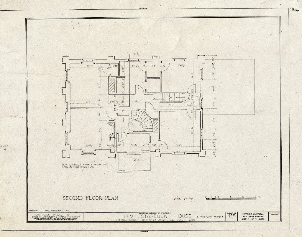 Blueprint HABS Mass,10-NANT,76K- (Sheet 4 of 10) - Levi Starbuck House, 14 Orange Street, Nantucket, Nantucket County, MA