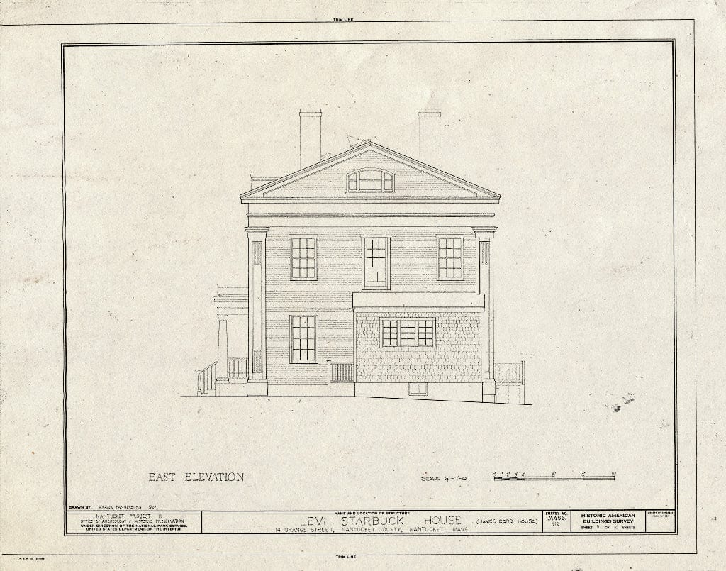 Blueprint HABS Mass,10-NANT,76K- (Sheet 9 of 10) - Levi Starbuck House, 14 Orange Street, Nantucket, Nantucket County, MA