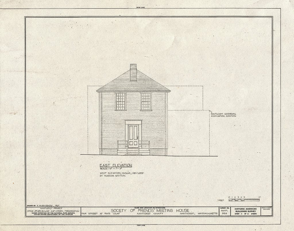 Blueprint HABS Mass,10-NANT,68- (Sheet 4 of 6) - Society of Friends Meetinghouse, Fair Street, Nantucket, Nantucket County, MA