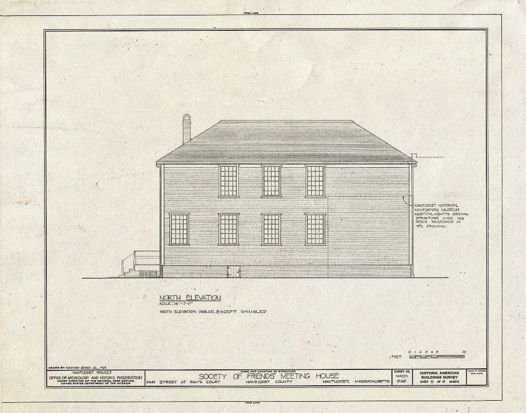 Blueprint HABS Mass,10-NANT,68- (Sheet 5 of 6) - Society of Friends Meetinghouse, Fair Street, Nantucket, Nantucket County, MA