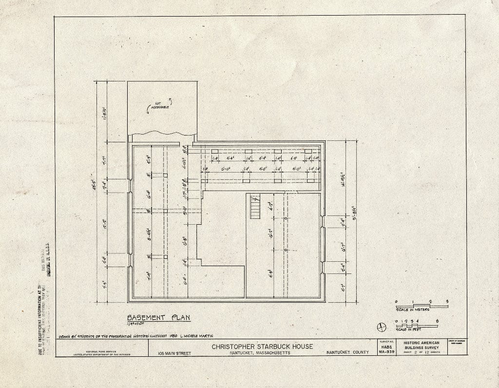 Blueprint HABS Mass,10-NANT,55- (Sheet 2 of 12) - Christopher Starbuck House, 105 Main Street, Nantucket, Nantucket County, MA