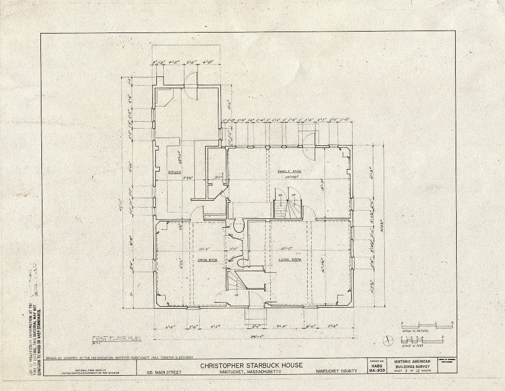 Blueprint HABS Mass,10-NANT,55- (Sheet 3 of 12) - Christopher Starbuck House, 105 Main Street, Nantucket, Nantucket County, MA