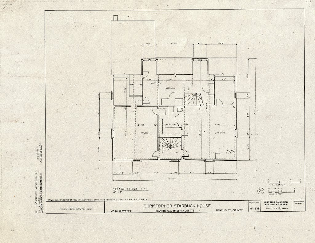 Blueprint HABS Mass,10-NANT,55- (Sheet 4 of 12) - Christopher Starbuck House, 105 Main Street, Nantucket, Nantucket County, MA
