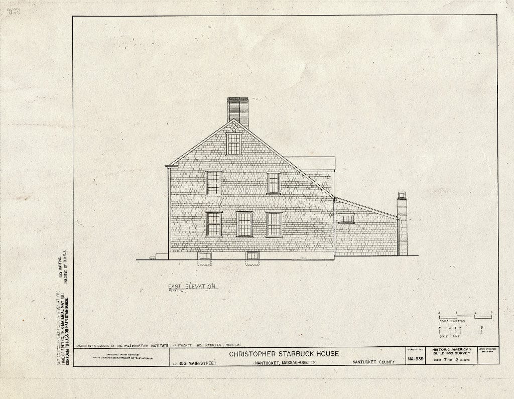 Blueprint HABS Mass,10-NANT,55- (Sheet 7 of 12) - Christopher Starbuck House, 105 Main Street, Nantucket, Nantucket County, MA